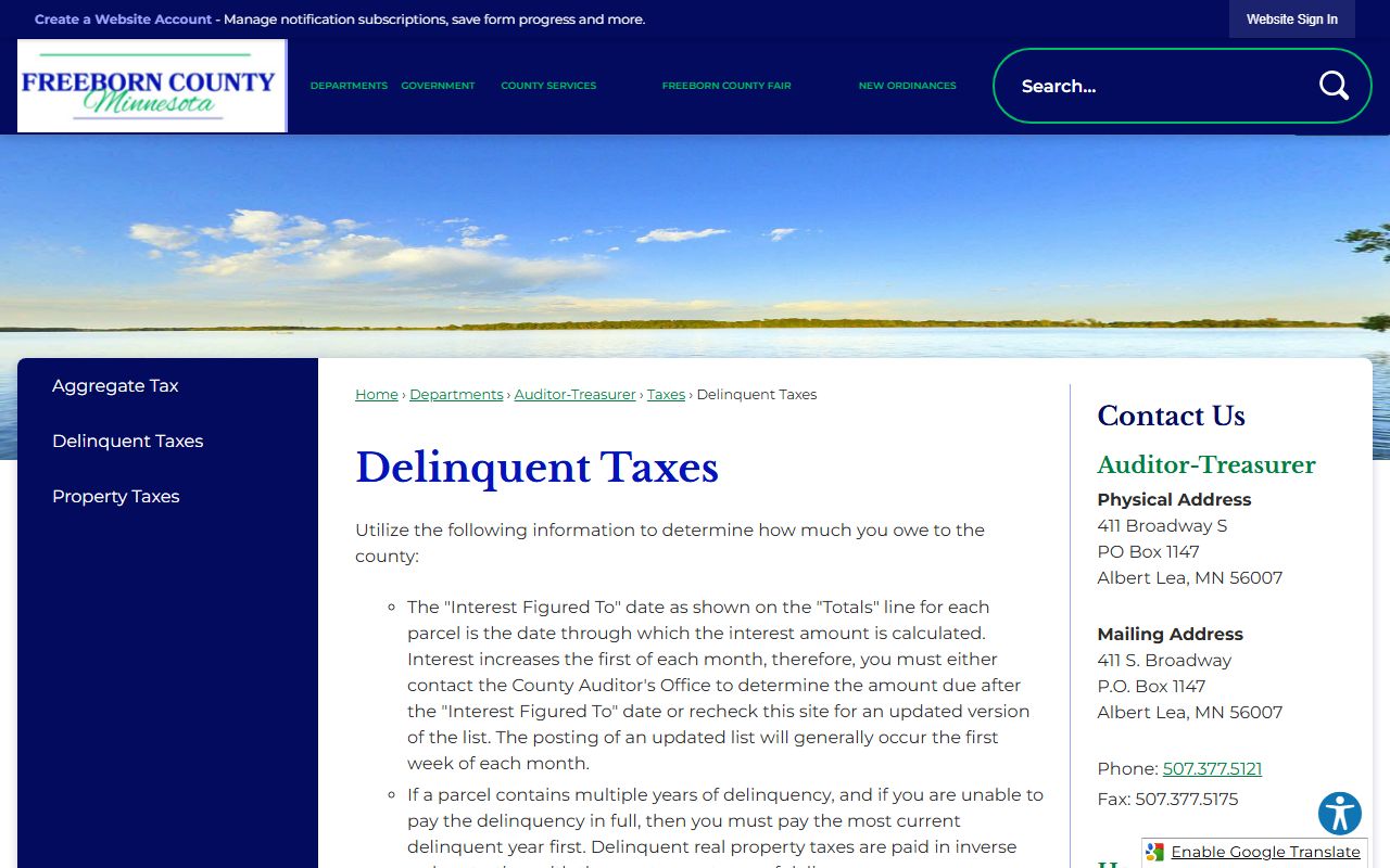 Freeborn County District Court page for traffic ticket records in Albert Lea Minnesota