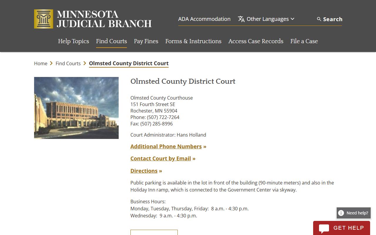 Olmsted County Minnesota Courts case search