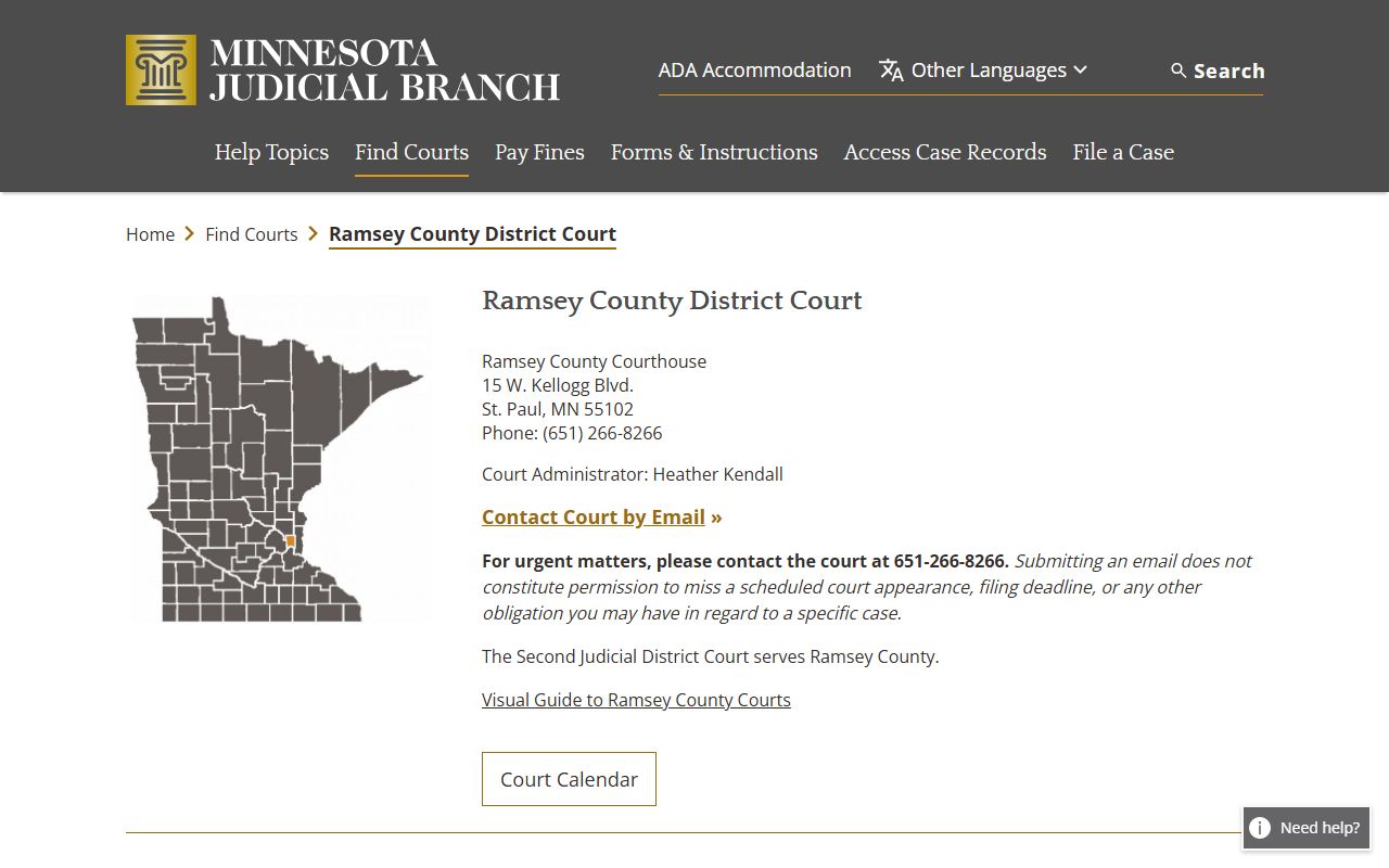 Ramsey County District Court information page