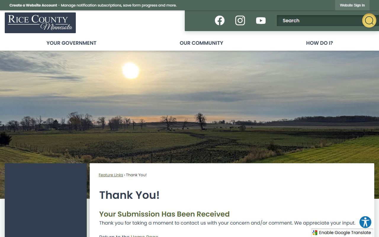 Rice County Sheriff Office website