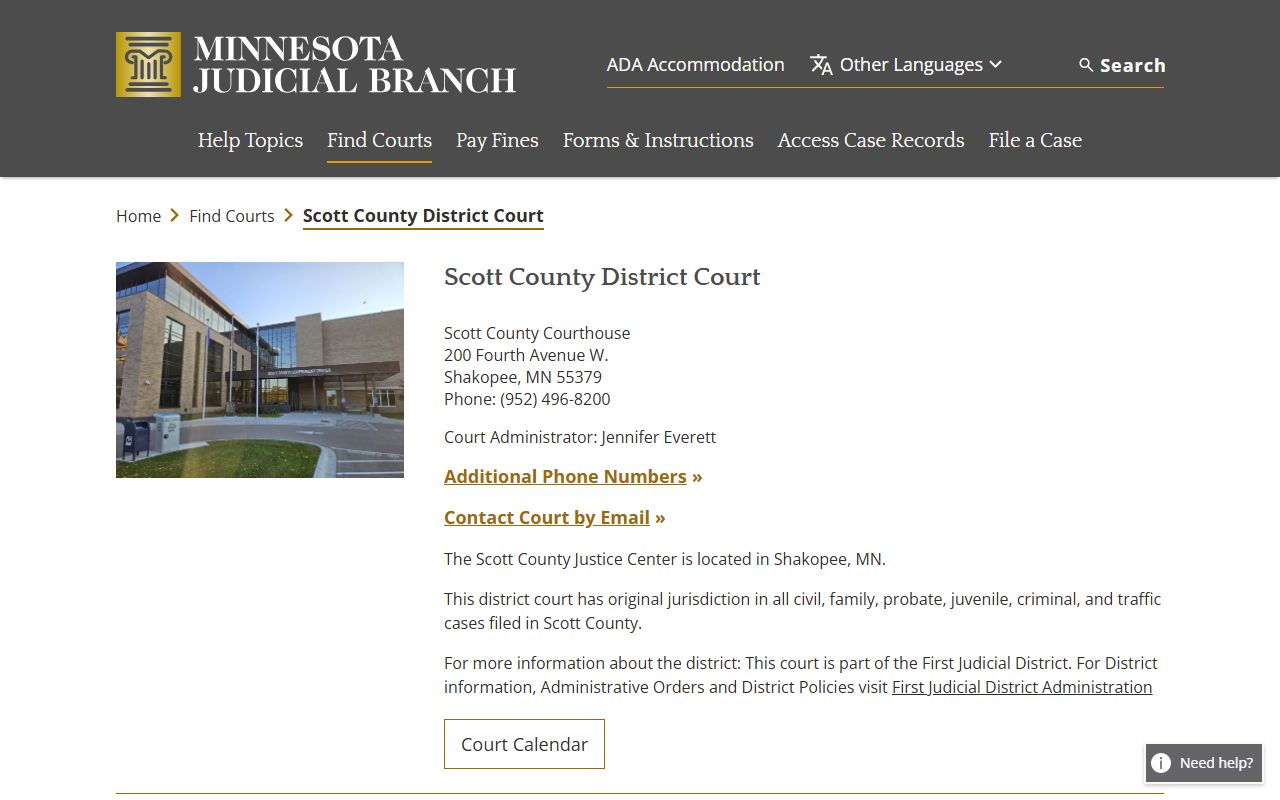 Scott County MN Courts traffic ticket records