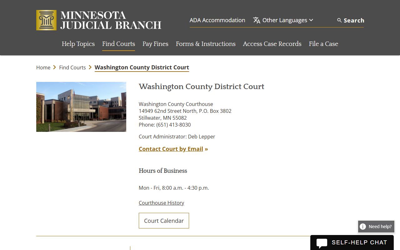 Washington County on MN Courts website